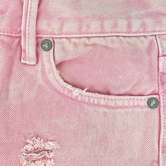 FREE PEOPLE We the Free Pink Button Fly Distressed Cutoff Shorts Size 24 NWOT - Picture 5 of 14